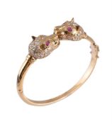 A MOROCCAN LEOPARD HEAD BANGLE