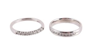 TWO DIAMOND HALF HOOP RINGS