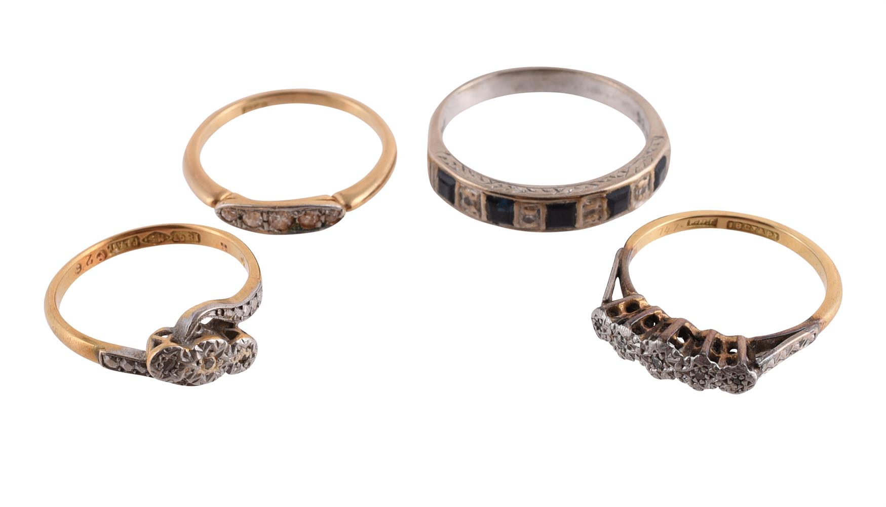 FOUR GEM SET RINGS