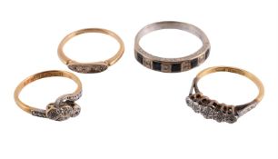 FOUR GEM SET RINGS