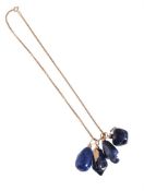 FOUR SODALITE PENDANTS ON BOX LINK CHAIN