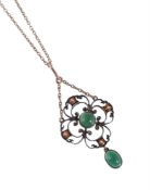 CHILD & CHILD, A GARNET AND CHRYSOPRASE PENDANT NECKLACE, CIRCA 1900