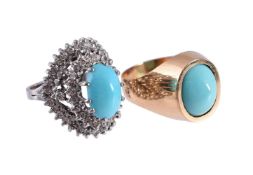 TWO TURQUOISE DRESS RINGS