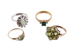 FOUR GEM SET RINGS