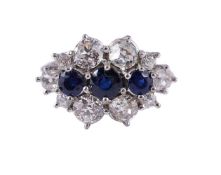 A SAPPHIRE AND DIAMOND DRESS RING