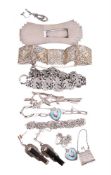 A COLLECTION OF SILVER COLOURED JEWELLERY