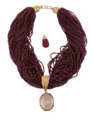 A GARNET TORSADE NECKLACE