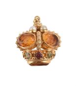 A GEM SET CROWN PENDANT