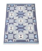 A KILIM CARPET, GEOMETRIC PATTERN IN SHADES OF BLUE