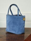A MULBERRY BABY BLUE SMALL SUEDE HELLIER