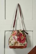 THE 1980'S SHARPHAM LINEN POPPY PRINT SHOULDER BAG