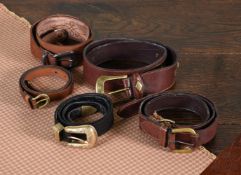 A SELECTION OF FIVE MULBERRY LADIES LEATHER BELTS