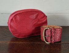 A MULBERRY PIN PUNCHED CYCLAMEN CROSS-BODY BAG AND A MULBERRY BELT