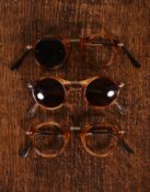 A GROUP OF THREE MULBERRY TORTOISESHELL FOLDING SUNGLASSES