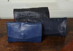 A GROUP OF THREE OF MULBERRY’S FIRST LEATHER CLUTCH BAGS, MADE IN THE MID 70'S
