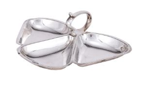 A SILVER TREFOIL SHAPED DISH
