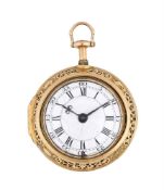 A FINE GEORGE I/II GOLD VERGE QUARTER-REPEATING REPOUSSE PAIR-CASED POCKET WATCH