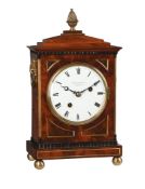 AN INTERESTING REGENCY SMALL BRASS MOUNTED MAHOGANY BRACKET/MANTEL CLOCK