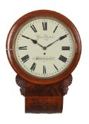 A VICTORIAN MAHOGANY FUSEE DROP-DIAL WALL TIMEPIECE