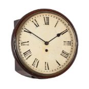 A RARE REGENCY WOODEN-DIALLED FUSEE WALL DIAL TIMEPIECE WITH TEN-INCH DIAL