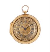 A FINE GEORGE I GOLD VERGE POCKET WATCH WITH CHAMPLEVE DIAL