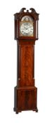 A MAHOGANY QUARTER CHIMING LONGCASE CLOCK WITH MOONPHASE