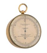 A LATE VICTORIAN LACQUERED BRASS ANEROID SURVEYOR’S BAROMETER WITH ALTIMETER SCALE