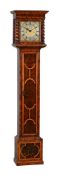 A FINE AND RARE CHARLES II OLIVEWOOD OYSTER VENEERED SMALL LONGCASE CLOCK OF ONE MONTH DURATION