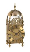 A WILLIAM AND MARY BRASS LANTERN CLOCK NOW WITH LATER SPRING-DRIVEN MOVEMENT