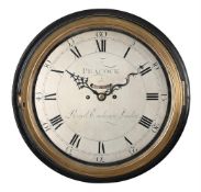 A RARE GEORGE III VERGE FUSEE HOUR-STRIKING DIAL WALL CLOCK