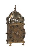 AN ENGLISH BRASS MINIATURE LANTERN CLOCK