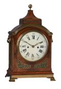 A GEORGE III/REGENCY BRASS MOUNTED MAHOGANY TABLE/BRACKET CLOCK WITH FIRED ENAMEL DIAL