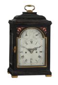 A FINE GEORGE III EBONISED SMALL TABLE/BRACKET CLOCK WITH PULL-QUARTER REPEAT AND SILENT ESCAPEMENT
