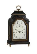 A FINE REGENCY MINIATURE BRASS MOUNTED EBONISED TABLE/BRACKET CLOCK WITH TRIP-HOUR REPEAT