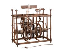 A RARE FORGED IRON QUARTER-STRIKING TURRET CLOCK MOVEMENT WITH EARLY VERGE PENDULUM REGULATION