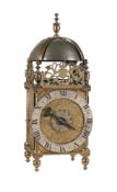 A FINE CHARLES I BRASS 'FIRST PERIOD' LANTERN CLOCK