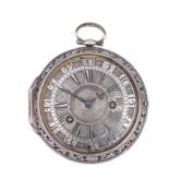 A FINE AND QUEEN ANNE VERGE HOUR STRIKING CLOCK-WATCH WITH CHAMPLEVE DIAL
