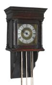 A GEORGE III OAK CASED THIRTY-HOUR HOODED WALL ALARM TIMEPIECE