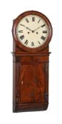A GEORGE IV FIGURED MAHOGANY ‘NORWICH-TYPE’ TAVERN WALL CLOCK
