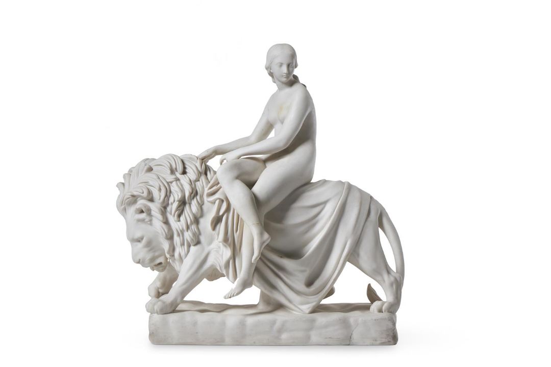 A MINTON PARIAN GROUP OF UNA AND THE LION AFTER THE MODEL BY JOHN BELL (1812-95), THIRD QUARTER 19TH - Image 1 of 6