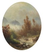 GUIDO AGOSTINI (ITALIAN 1870-1898), RIVERSCAPE WITH FIGURES AND SAN MINIATO BEYOND