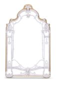 A WHITE PAINTED POTTERY MOUNTED WALL VENETIAN STYLE MIRROR MODERN165cm high