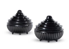 A PAIR OF LACQUERED TIFFIN BOXES CHINESE, 20TH CENTURY