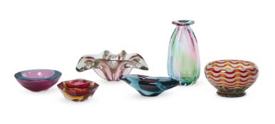 SIX ITEMS OF ART GLASS, PROBABLY VENETIAN