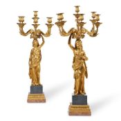 ALFRED BEURDELEY- A SUBSTANTIAL PAIR OF GILT BRONZE CANDELABRA AFTER FRANÇOIS REMOND