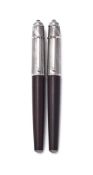 CARTIER, DIABOLO DAMASCUS, A LIMITED EDITION FOUNTAIN PEN, NO. 0313/1000, AND ROLLERBALL PEN