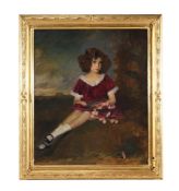 JOHN QUINCY ADAMS (AUSTRIAN 1874-1933), PORTRAIT OF A GIRL IN A PURPLE DRESS