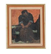 λ CHARLES WHITE (BRITISH 1928-1997), REPAIRING LOBSTER POTS