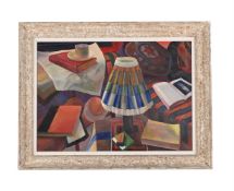 λ KÜSS (20TH/21ST CENTURY), STILL LIFE OF A LAMP AND BOOKS