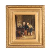 FOLLOWER OF CARL CONSTANTIN SCHROETER, INTERIOR SCENE OF A SCIENTIST WITH AN APPRENTICE